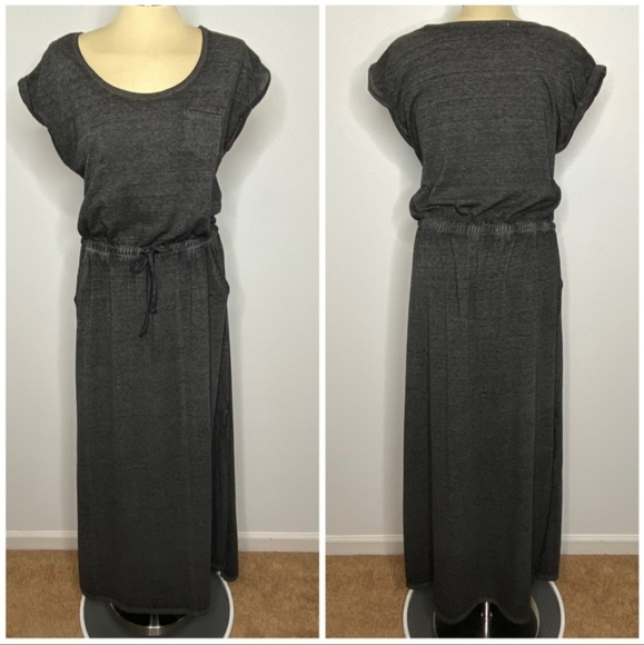 Time and Tru Dresses & Skirts - Time and Tru Heathered Grey T-shirt Maxi Dress Women's Large L 12-14 Drawstring